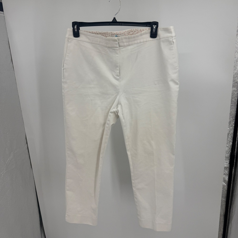 Boden Richmond 7/8 Trousers Womens 16R Off White Cotton Stretch Slim Ankle Pants